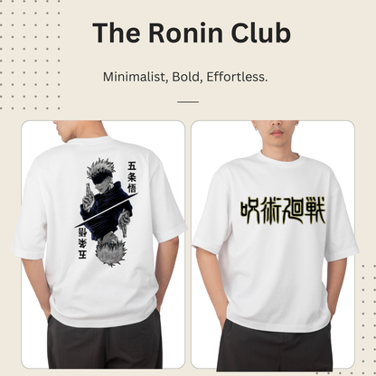 Elite Dual Sided Tee-Jujutsu kaisen in Japanese Kanji front logo paired with iconic Gojo's Sixth Eye back graphics.